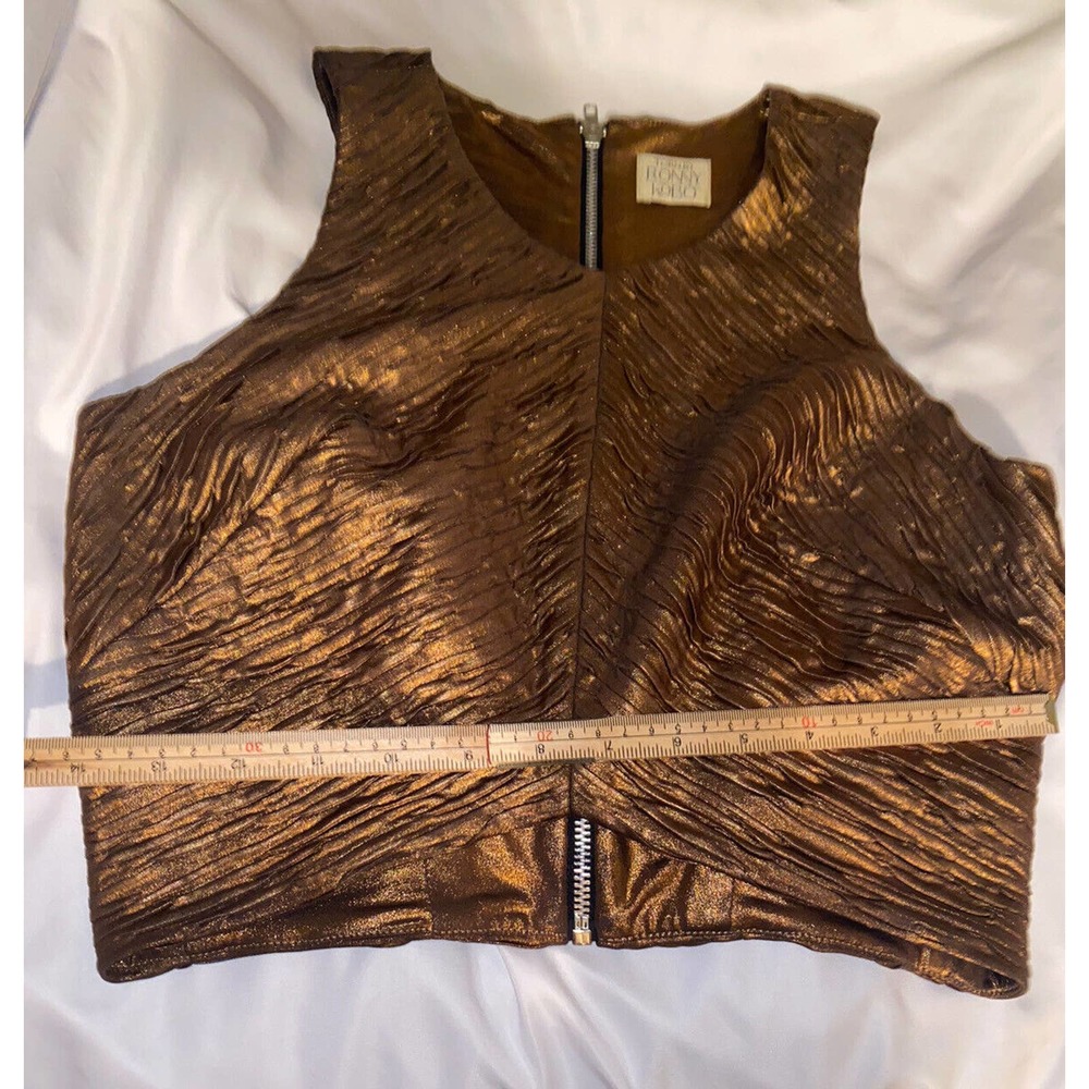 Torn‎ by Ronny Kobo Crop Top Blouse Size S 'Anna' Metallic Bronze Sleeveless - Picture 5 of 9